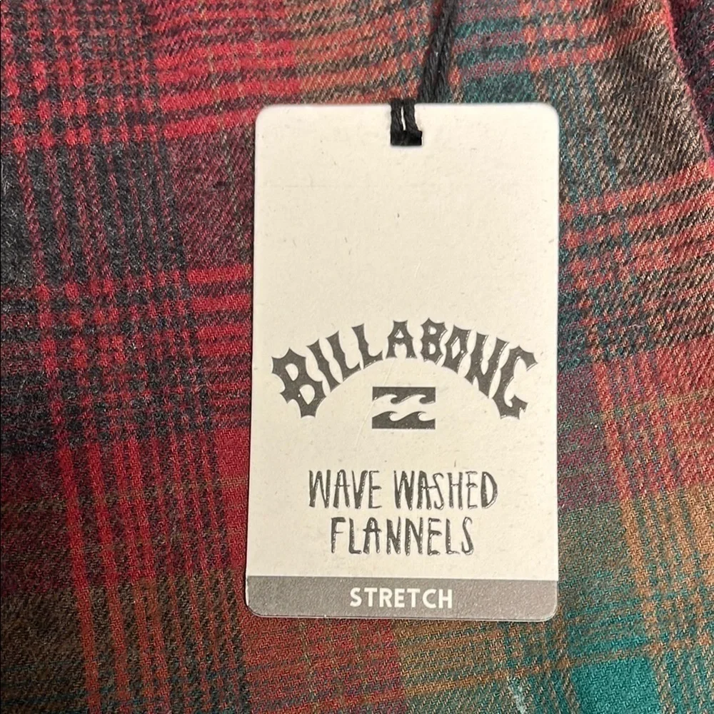 Billabong Coastline Wave Washed Plaid Flannel button down long sleeve Shirt